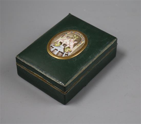 A leather and gilt metal box